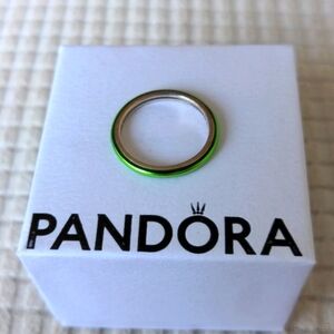 Size 6 Pandora 925 Stacking Band Ring In Irish Green, Brand New In Box